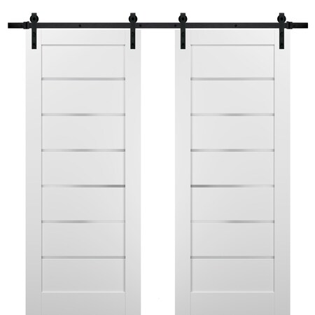 Sartodoors Double Barn Interior Door, 56" x 84", White QUADRO4117DB-WS-5684